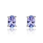 9ct White Gold Oval Natural Tanzanite Claw Stud Earrings —5x3mm
