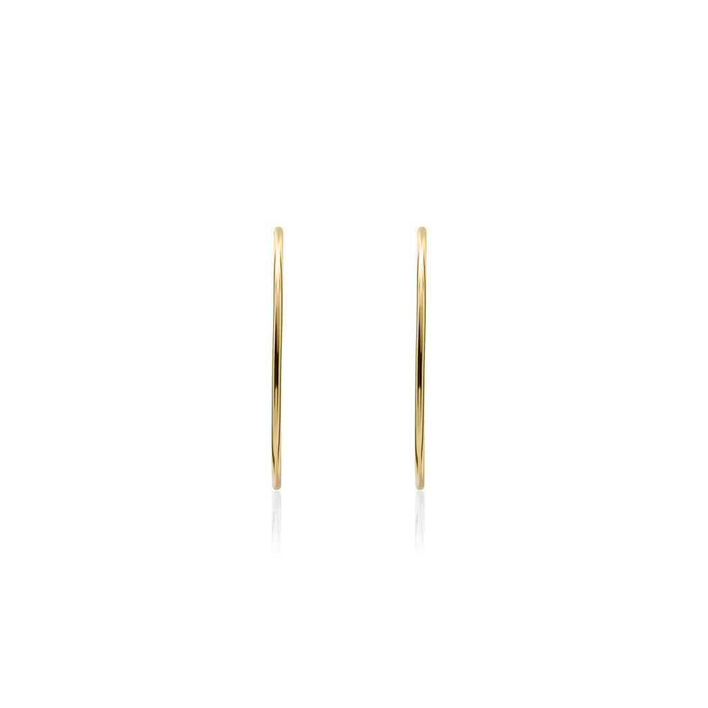 9ct Yellow Gold Thin Sleeper Hoop Earrings — 32x1.5mm