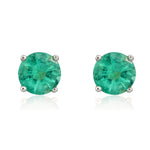 9ct White Gold Round Natural Emerald Claw Set Stud Earrings — 5mm