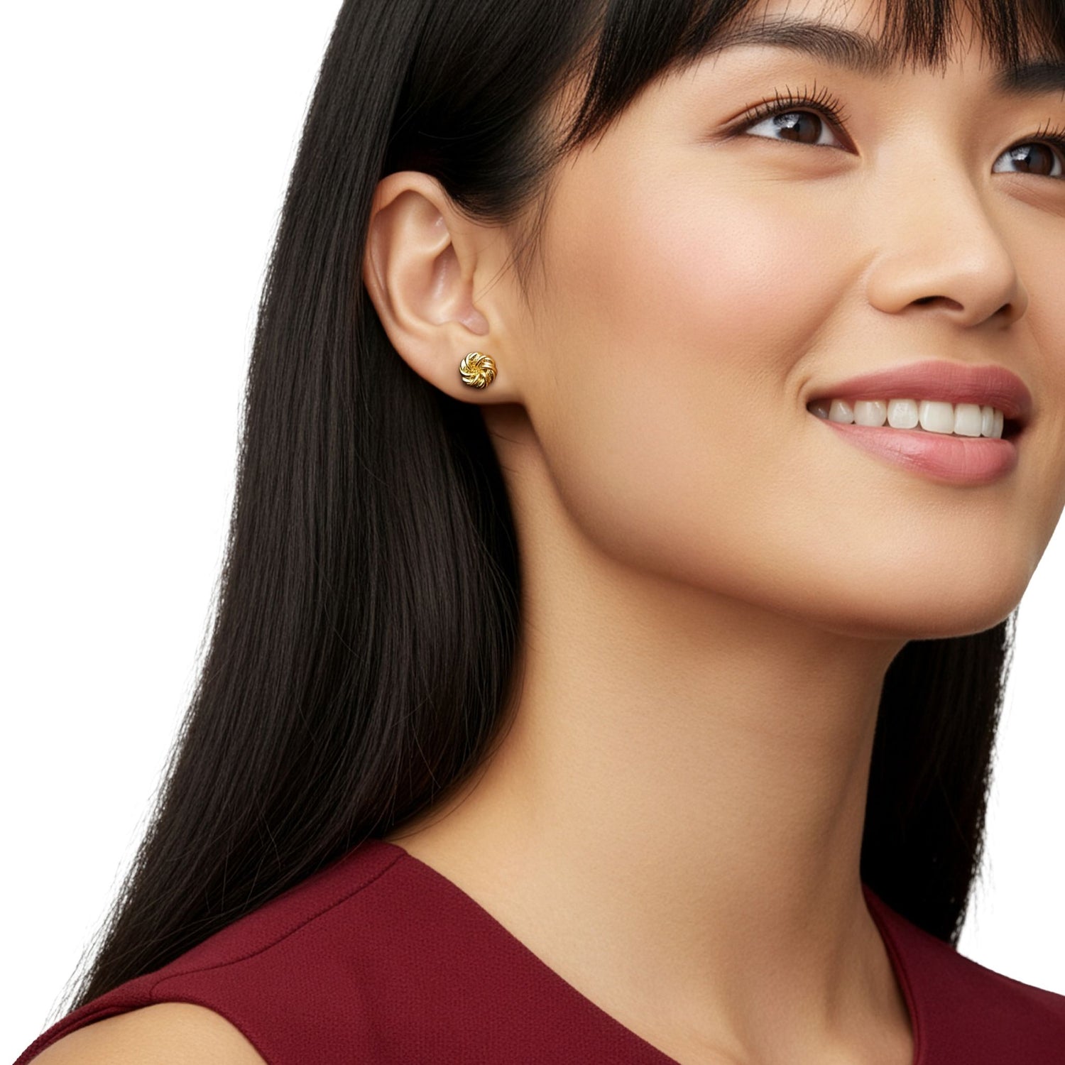 9ct Yellow Gold Polished Swirl Knot Stud Earrings — 10mm