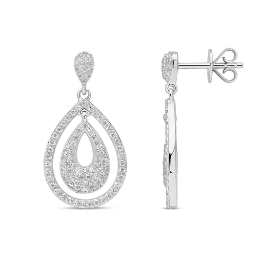 18ct White Gold Diamond Teardrop Earring