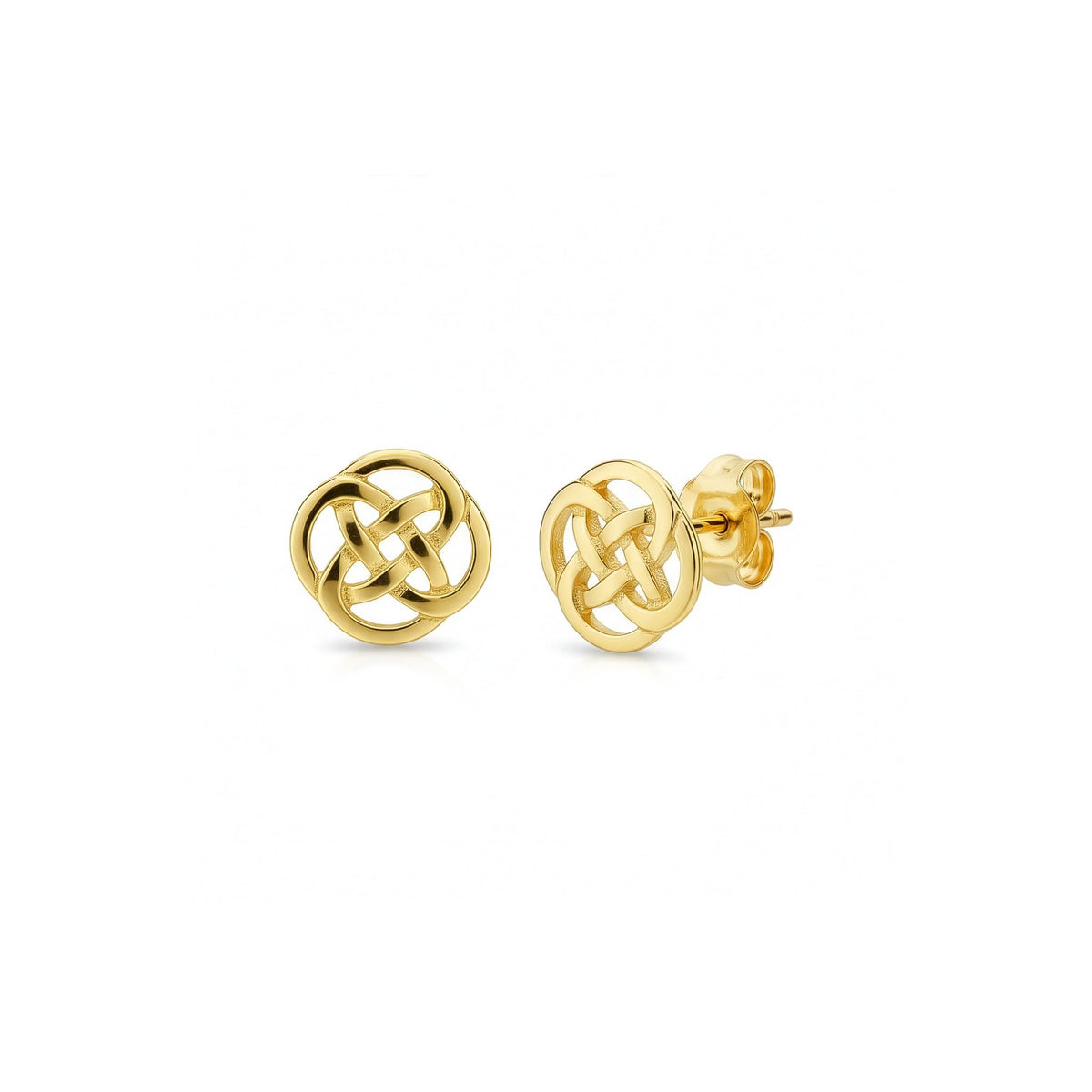 9ct Gold Polished Round Celtic Style Stud Earrings