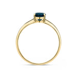 9ct Yellow Gold Oval Natural London Blue Topaz Claw Single Stone Ring — 7x5mm