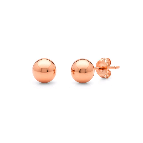 9ct Rose Gold Polished Ball Stud Earrings — 6mm