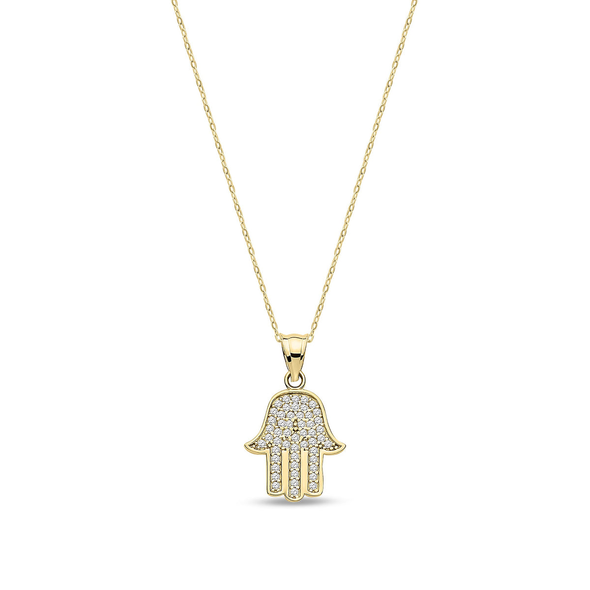 9ct Yellow Gold Cubic Zirconia Hamsa Pendant