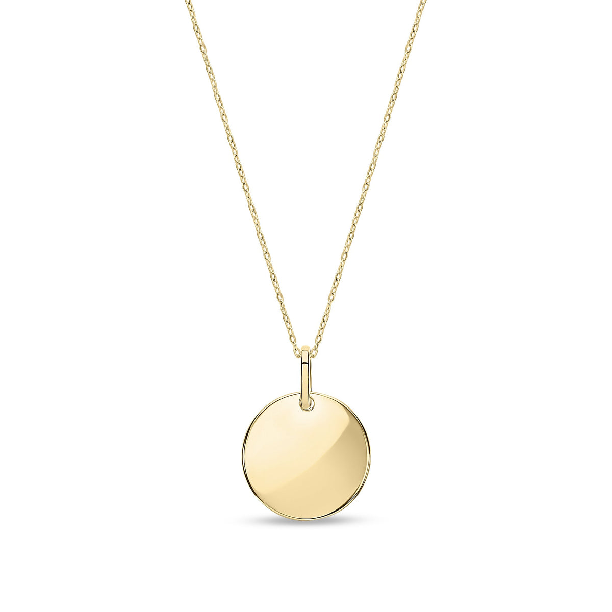 9ct Yellow Gold 14mm Round Disc Pendant