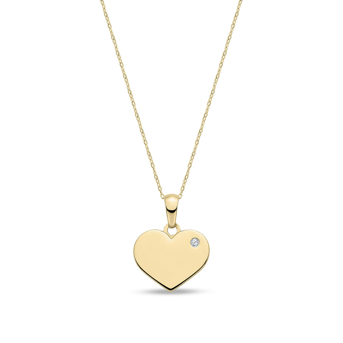9ct Yellow Gold Cubic Zirconia Heart Pendant