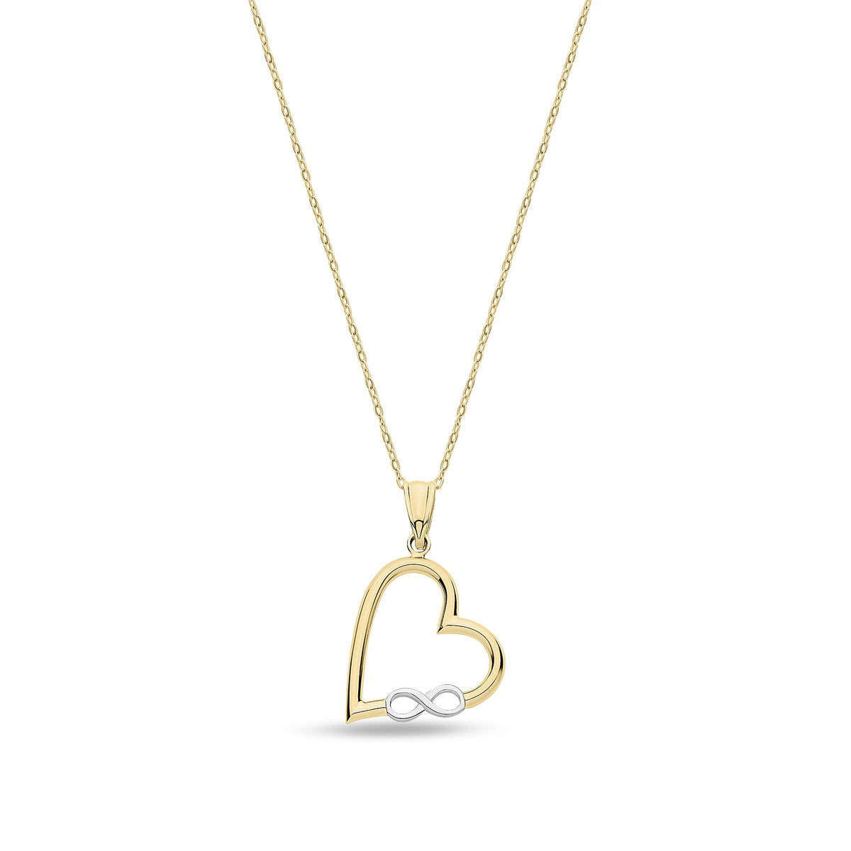 9ct Yellow and White Gold Infinity Heart Pendant