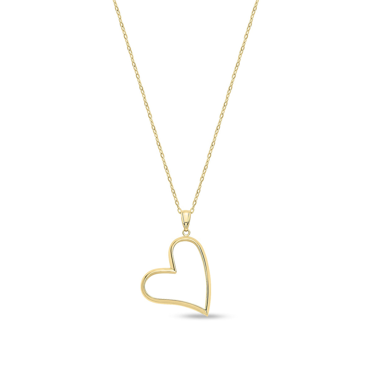 9ct Yellow Gold Asymmetric Open Heart Pendant