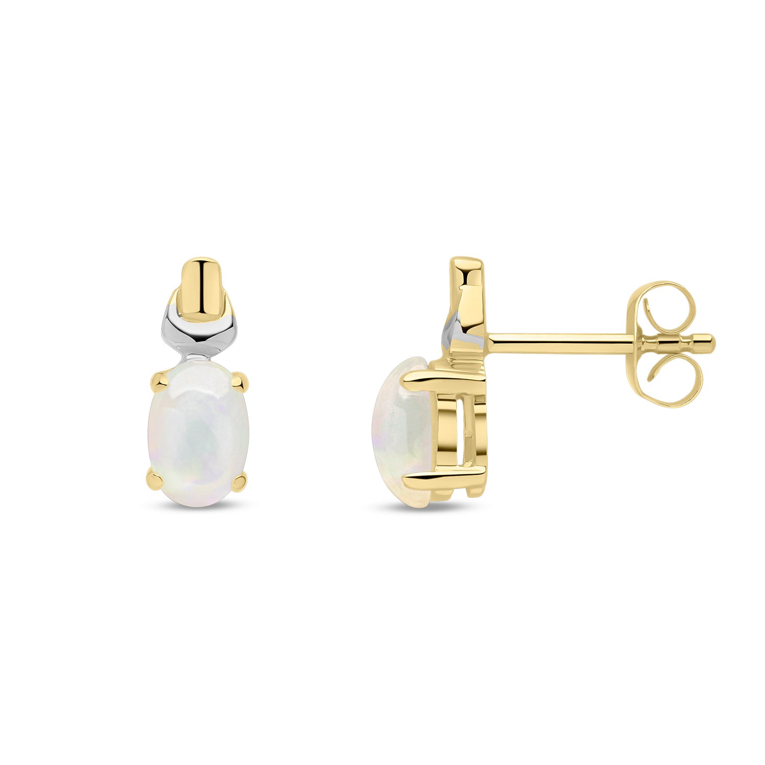 9ct Yellow and White Gold Natural Cultured Freshwater Pearl Solitaire Stud Earrings