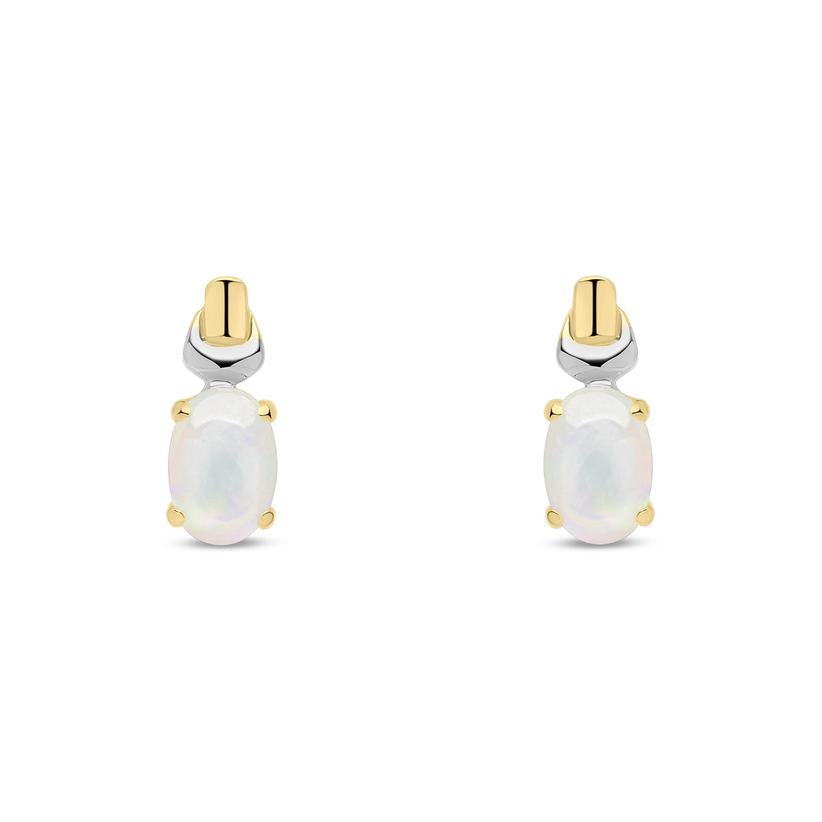 9ct Yellow and White Gold Natural Cultured Freshwater Pearl Solitaire Stud Earrings