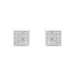 9ct White Gold Men's Natural Diamond Cluster Stud Earrings