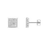9ct White Gold Men's Natural Diamond Cluster Stud Earrings