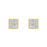 9ct Yellow Gold Men's Natural Diamond Cluster Stud Earrings