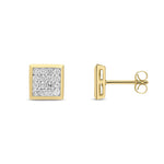 9ct Yellow Gold Men's Natural Diamond Cluster Stud Earrings