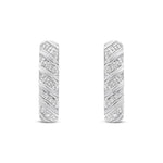 9ct White Gold Natural Diamond Diagonal Stripe Drop Earrings