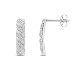 9ct White Gold Natural Diamond Diagonal Stripe Drop Earrings