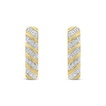 9ct Yellow Gold Natural Diamond Diagonal Stripe Drop Earrings