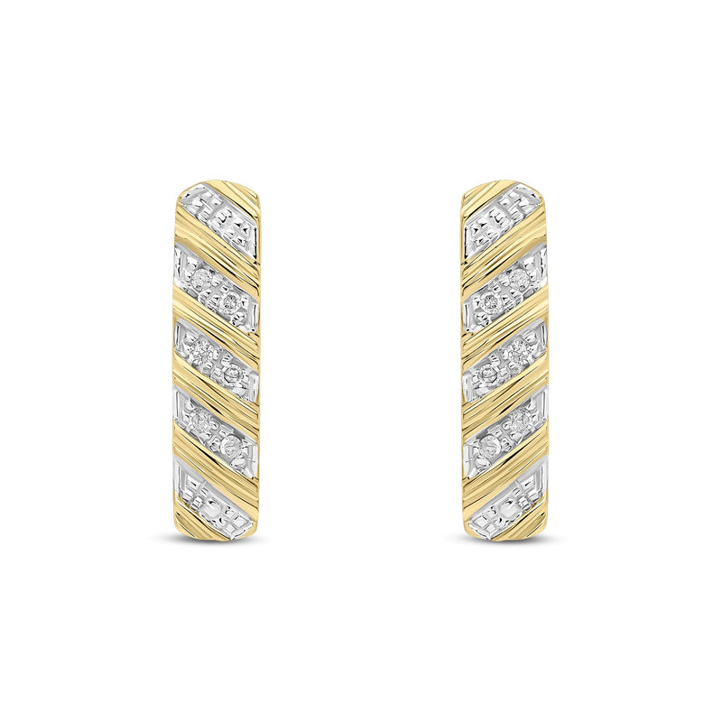 9ct Yellow Gold Natural Diamond Diagonal Stripe Drop Earrings