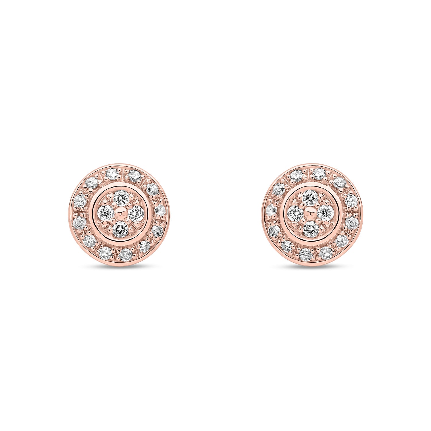 9ct Rose Gold Natural Diamond Halo Stud Earrings