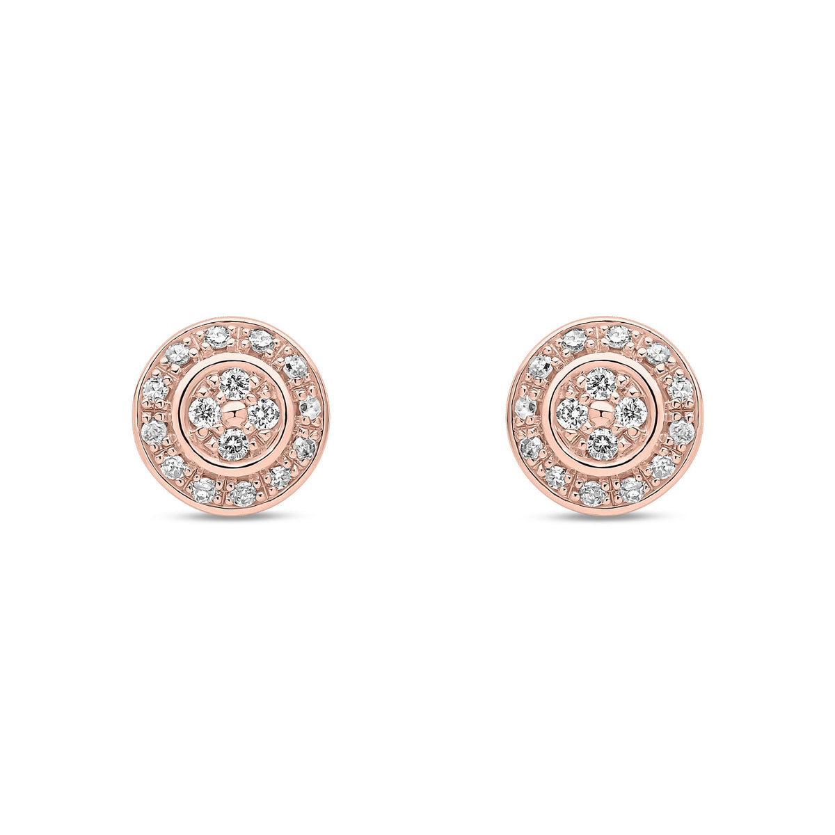9ct Rose Gold Natural Diamond Halo Stud Earrings