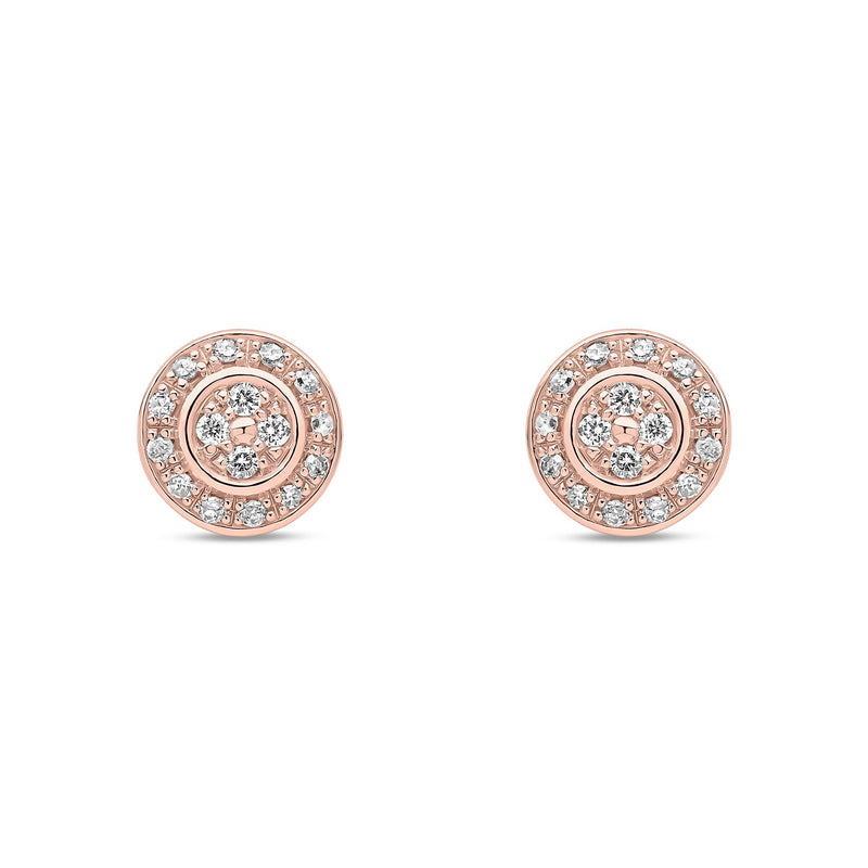 9ct Rose Gold Natural Diamond Halo Stud Earrings
