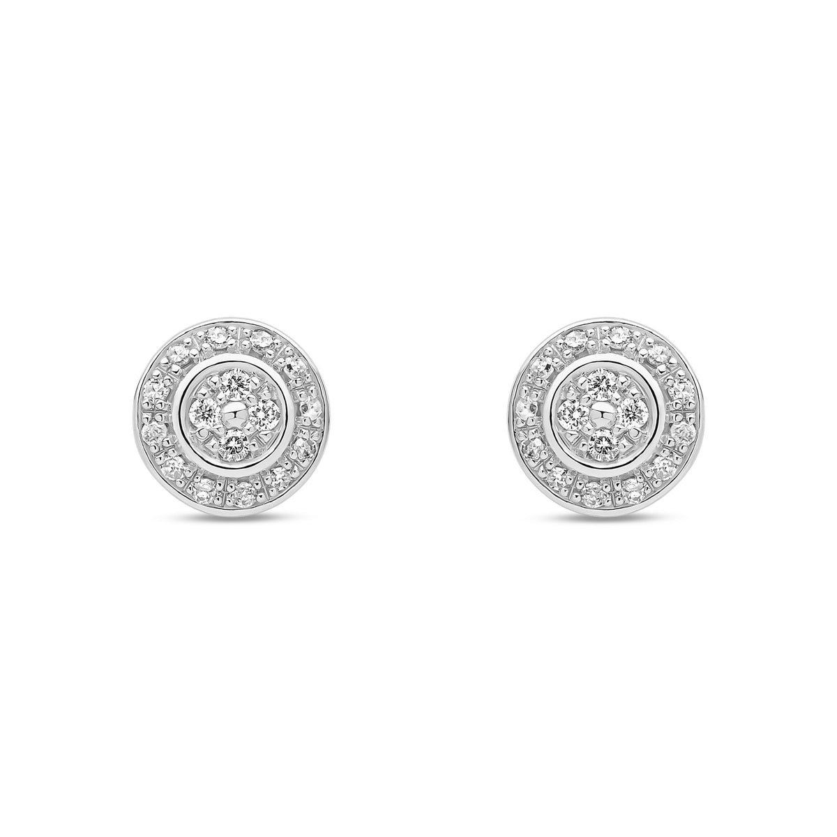 9ct White Gold Natural Diamond Halo Stud Earrings