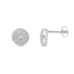 9ct White Gold Natural Diamond Halo Stud Earrings