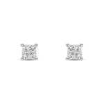 9ct White Gold Natural Diamond Princess Cut Stud Earrings