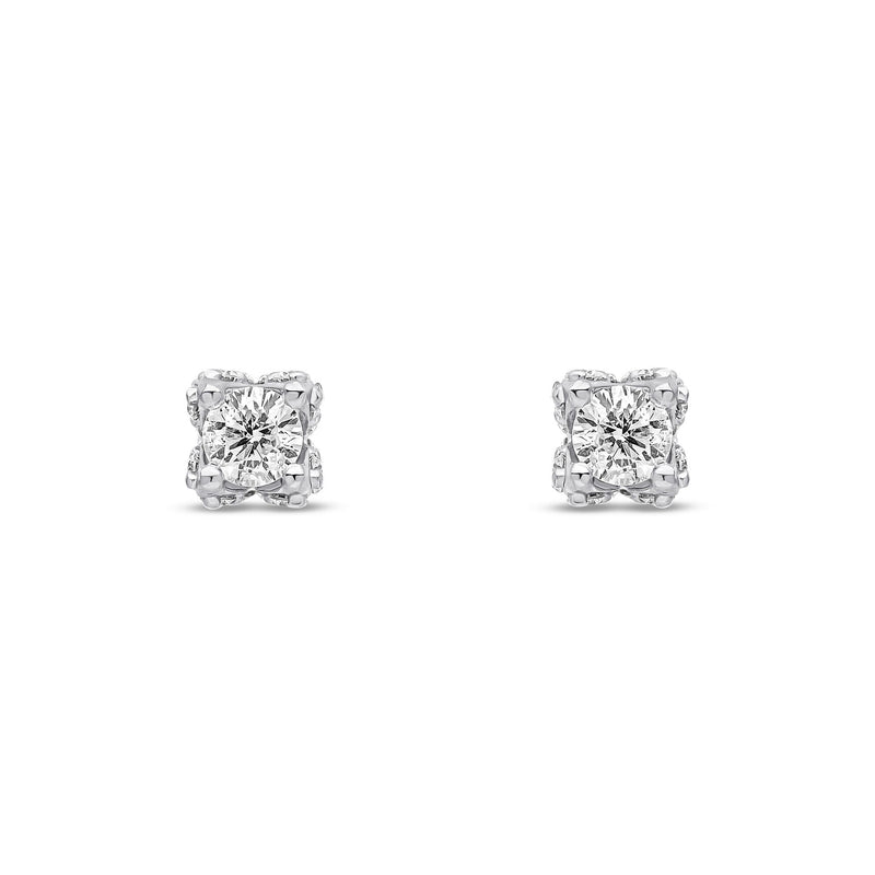 9ct White Gold Natural Diamond Stud Earrings