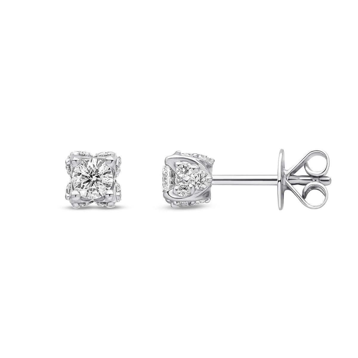 9ct White Gold Natural Diamond Stud Earrings