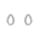 9ct White Gold Natural Diamond Diamond-Set Teardrop Stud Earrings