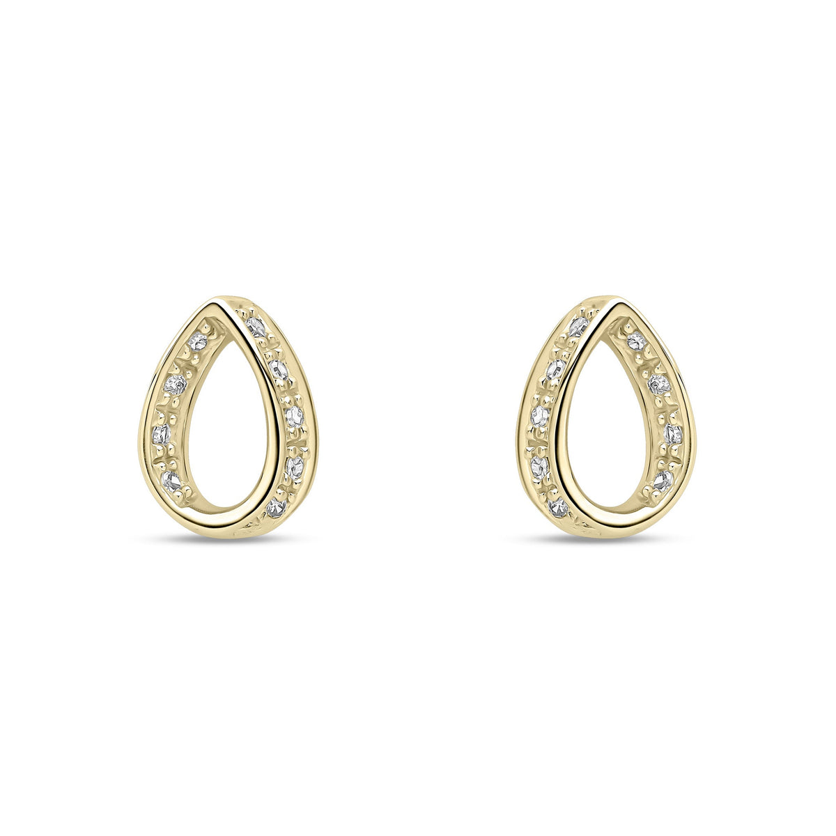 9ct Yellow Gold Natural Diamond Diamond-Set Teardrop Stud Earrings