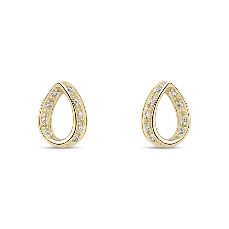 9ct Yellow Gold Natural Diamond Diamond-Set Teardrop Stud Earrings