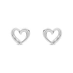 9ct White Gold Natural Diamond Open Heart Stud Earrings