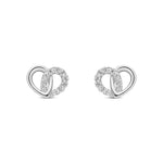 9ct White Gold Natural Diamond Overlapping Heart Stud Earrings