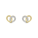 9ct Yellow Gold Natural Diamond Overlapping Heart Stud Earrings