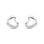 9ct White Gold Natural Diamond Open Heart Stud Earrings