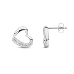 9ct White Gold Natural Diamond Open Heart Stud Earrings