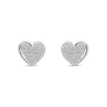 18ct White Gold Natural Diamond Pavé Heart Stud Earrings — 0.20ct