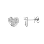 18ct White Gold Natural Diamond Pavé Heart Stud Earrings — 0.20ct