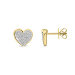 18ct Yellow Gold Natural Diamond Pavé Heart Stud Earrings — 0.20ct