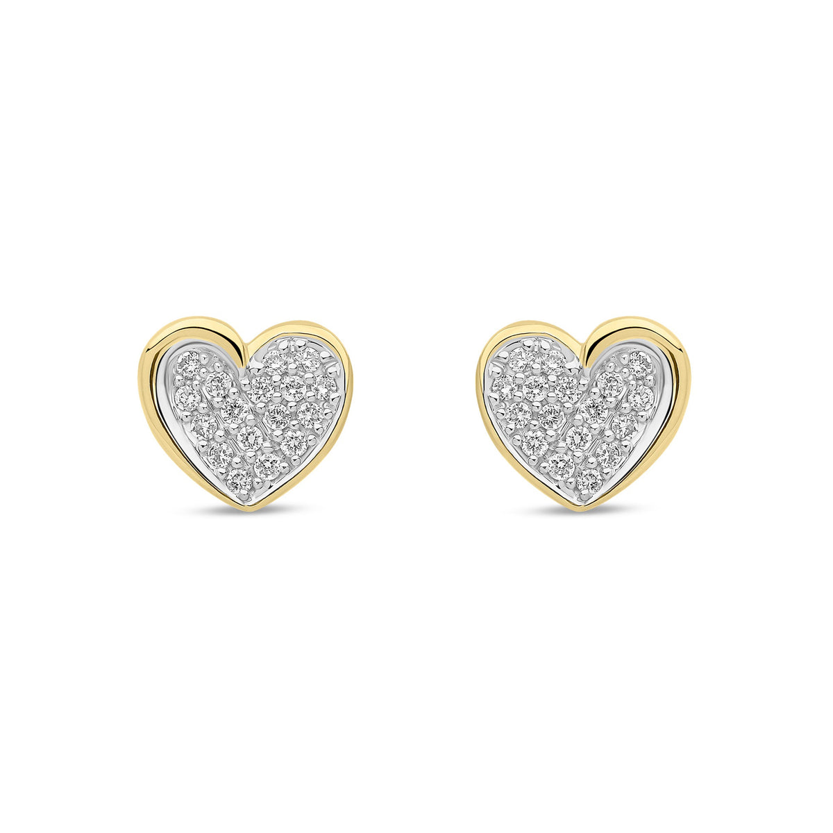 18ct Yellow Gold Natural Diamond Pavé Heart Stud Earrings — 0.20ct