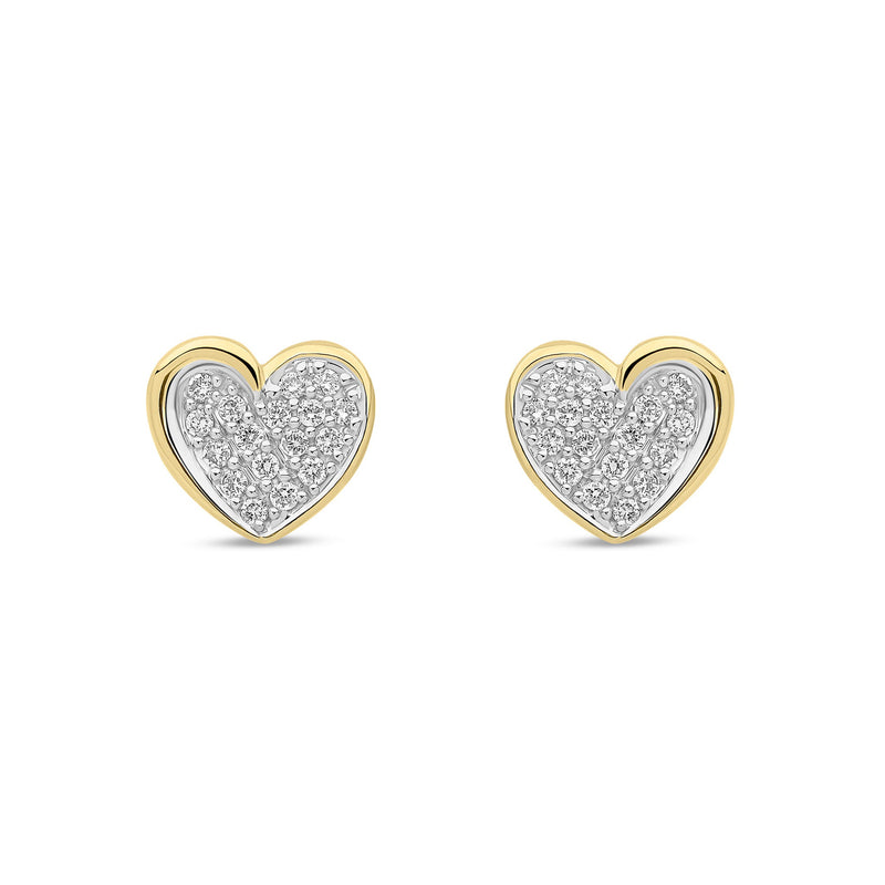 18ct Yellow Gold Natural Diamond Pavé Heart Stud Earrings — 0.20ct