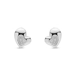 9ct White Gold Natural Diamond Contemporary Heart Stud Earrings