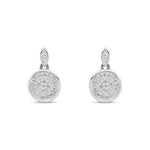 9ct White Gold Natural Diamond Round Cluster Drop Earrings