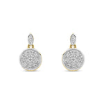 9ct Yellow Gold Natural Diamond Round Cluster Drop Earrings