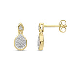 9ct Yellow Gold Natural Diamond Pear Drop Earrings