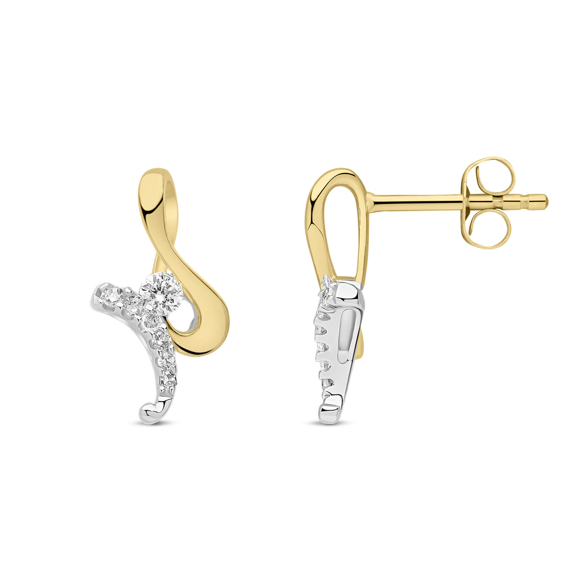 9ct Yellow & White Gold Natural Diamond Twist Drop Earrings