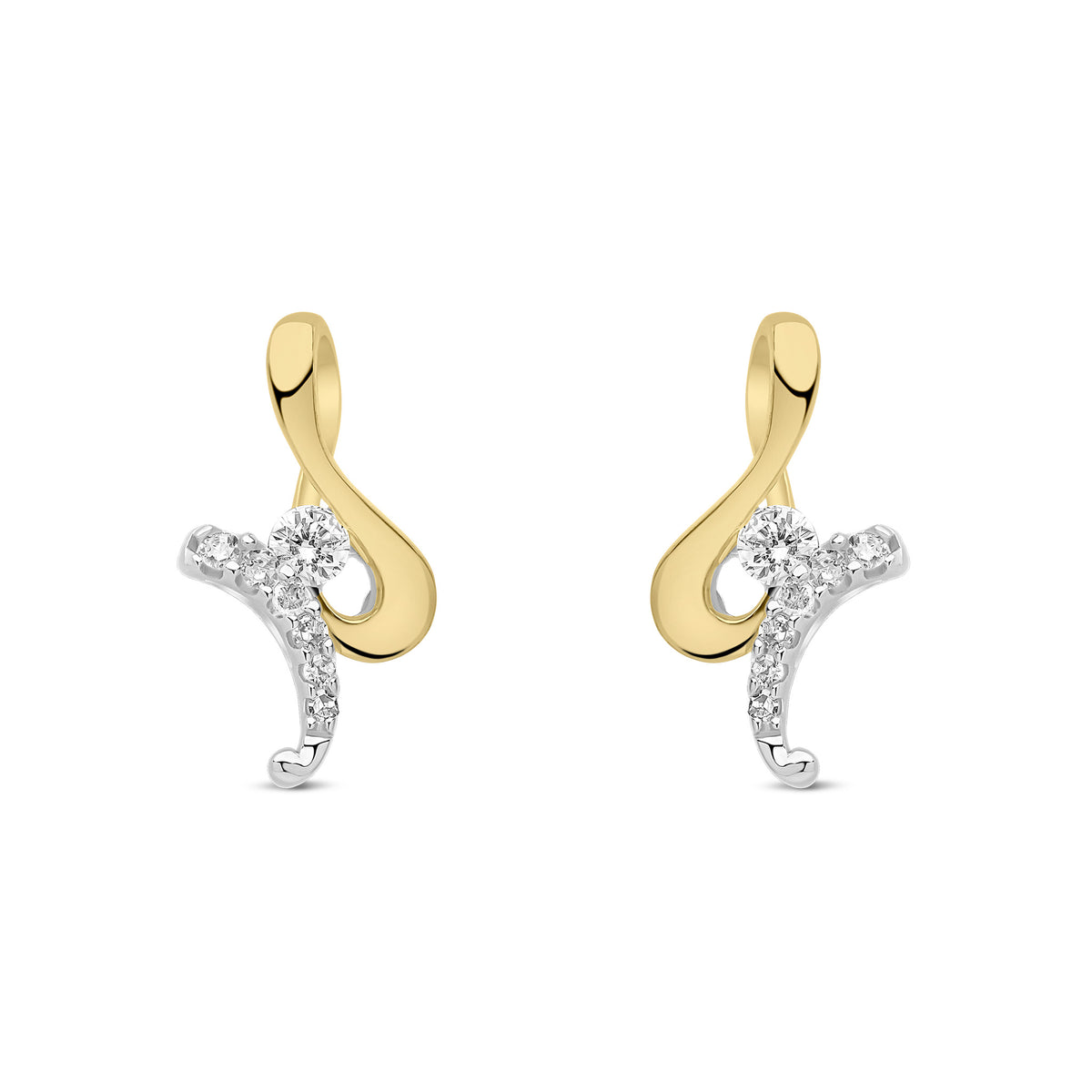 9ct Yellow & White Gold Natural Diamond Twist Drop Earrings